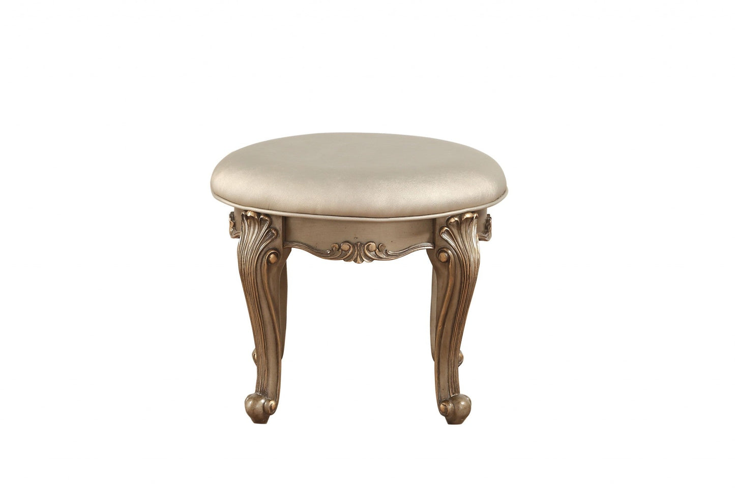 HomeRoots 19' x 19' x 18' Champagne Faux Leather Vanity Stool