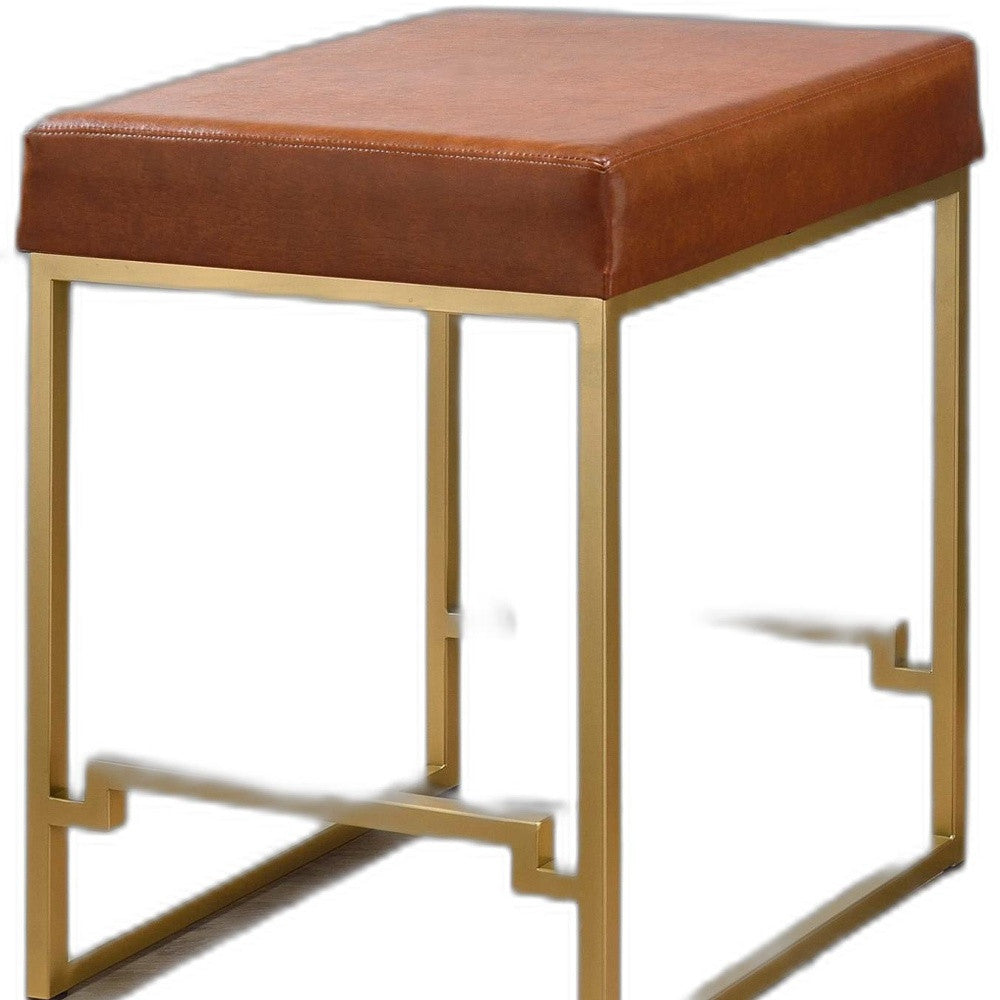 HomeRoots 19' x 19' x 25' Light Brown Polyurethane Counter Height Stool 1-Piece