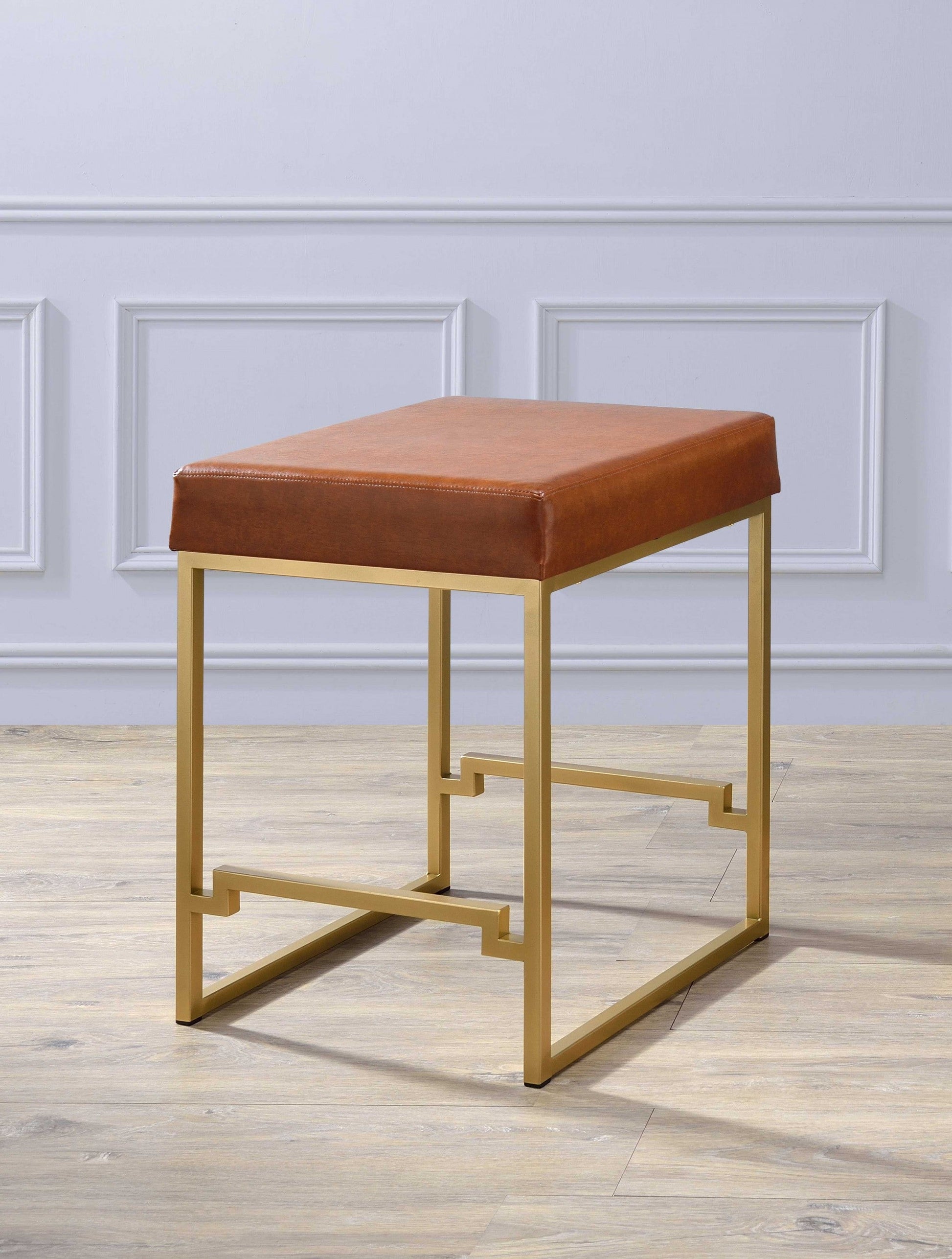 HomeRoots 19' x 19' x 25' Light Brown Polyurethane Counter Height Stool 1-Piece