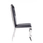 HomeRoots 19" x 21" x 44" Faux Leather and Stainless Steel Upholstered Side Chair in Set of Two