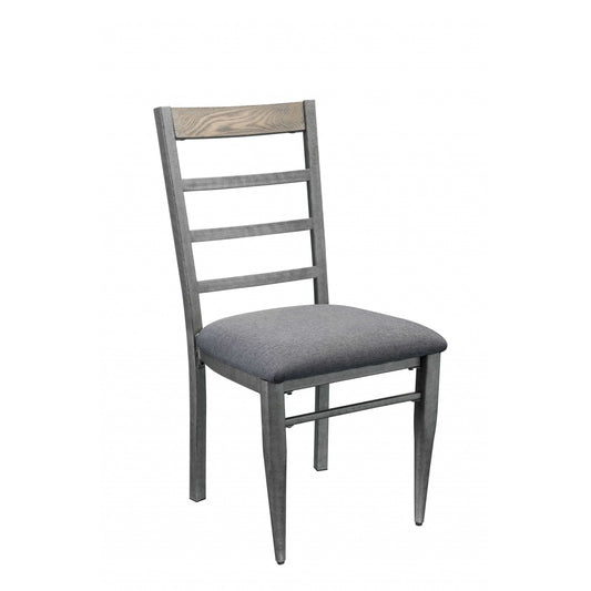 HomeRoots 19" x 22" x 38" Gray Fabric And Antique Gray Side Chair In Set Of Two