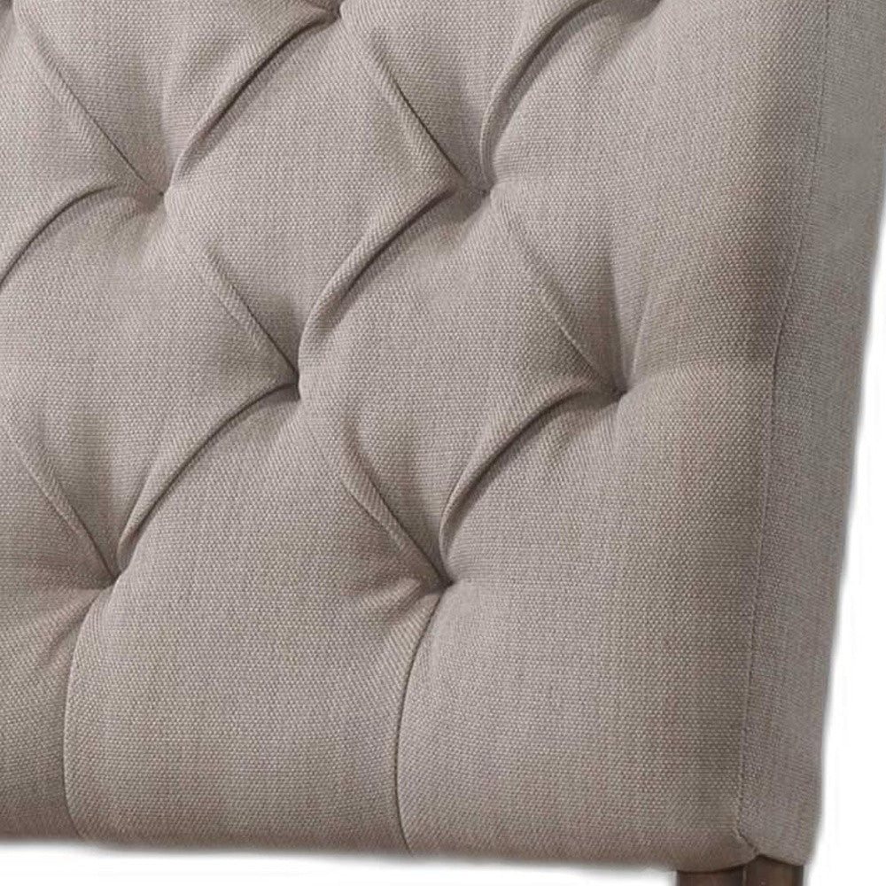 HomeRoots 19" x 23" x 43" Cream Linen And Weathered Oak Side Chair In Set Of Two