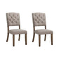 HomeRoots 19" x 23" x 43" Cream Linen And Weathered Oak Side Chair In Set Of Two