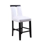 HomeRoots 19" x 24" x 41" Black Wood Counter Height Chair With White Faux Leather Upholstered Seat in Set of Two