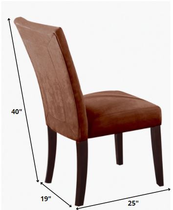 HomeRoots 19' x 25' x 40' 2-Piece Chocolate Microfiber And Walnut Side Chair