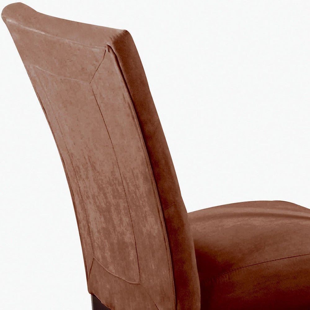 HomeRoots 19' x 25' x 40' 2-Piece Chocolate Microfiber And Walnut Side Chair