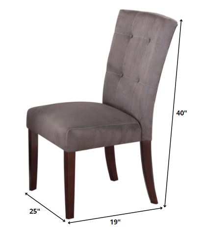 HomeRoots 19' x 25' x 40' 2-Piece Gray Microfiber And Walnut Side Chair