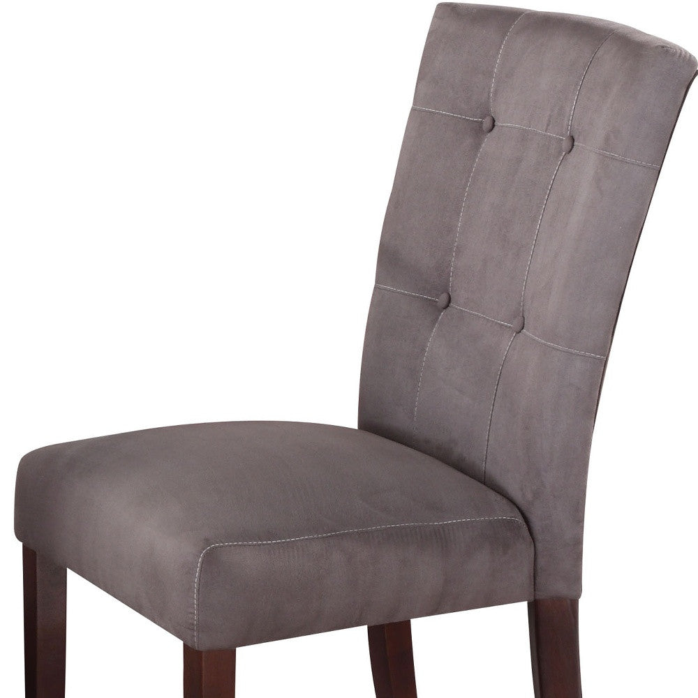 HomeRoots 19' x 25' x 40' 2-Piece Gray Microfiber And Walnut Side Chair