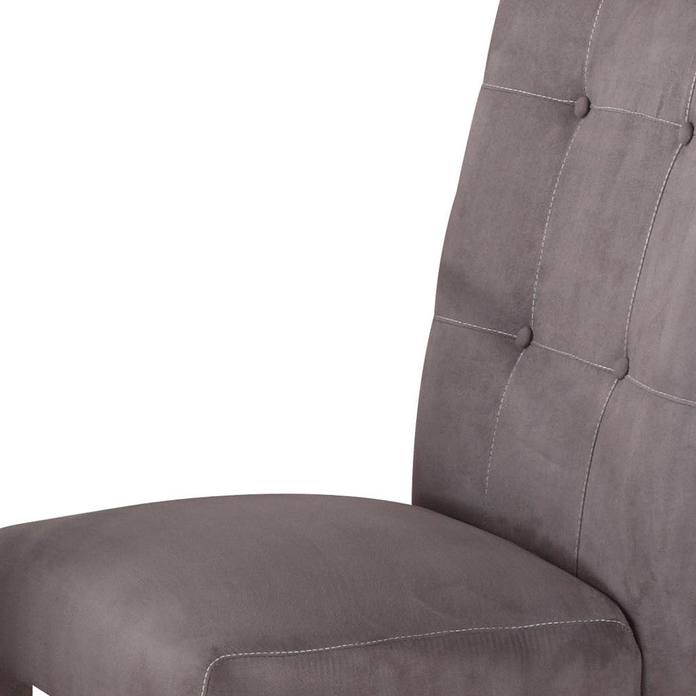 HomeRoots 19' x 25' x 40' 2-Piece Gray Microfiber And Walnut Side Chair