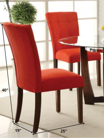 HomeRoots 19' x 25' x 40' 2-Piece Red Microfiber And Walnut Side Chair