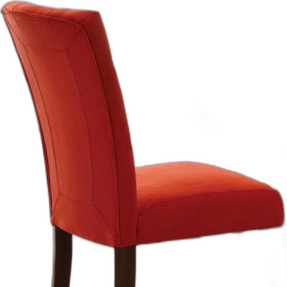 HomeRoots 19' x 25' x 40' 2-Piece Red Microfiber And Walnut Side Chair