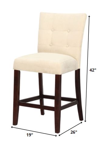 HomeRoots 19' x 26' x 42' 2-Piece Beige Microfiber And Walnut Counter Height Chair