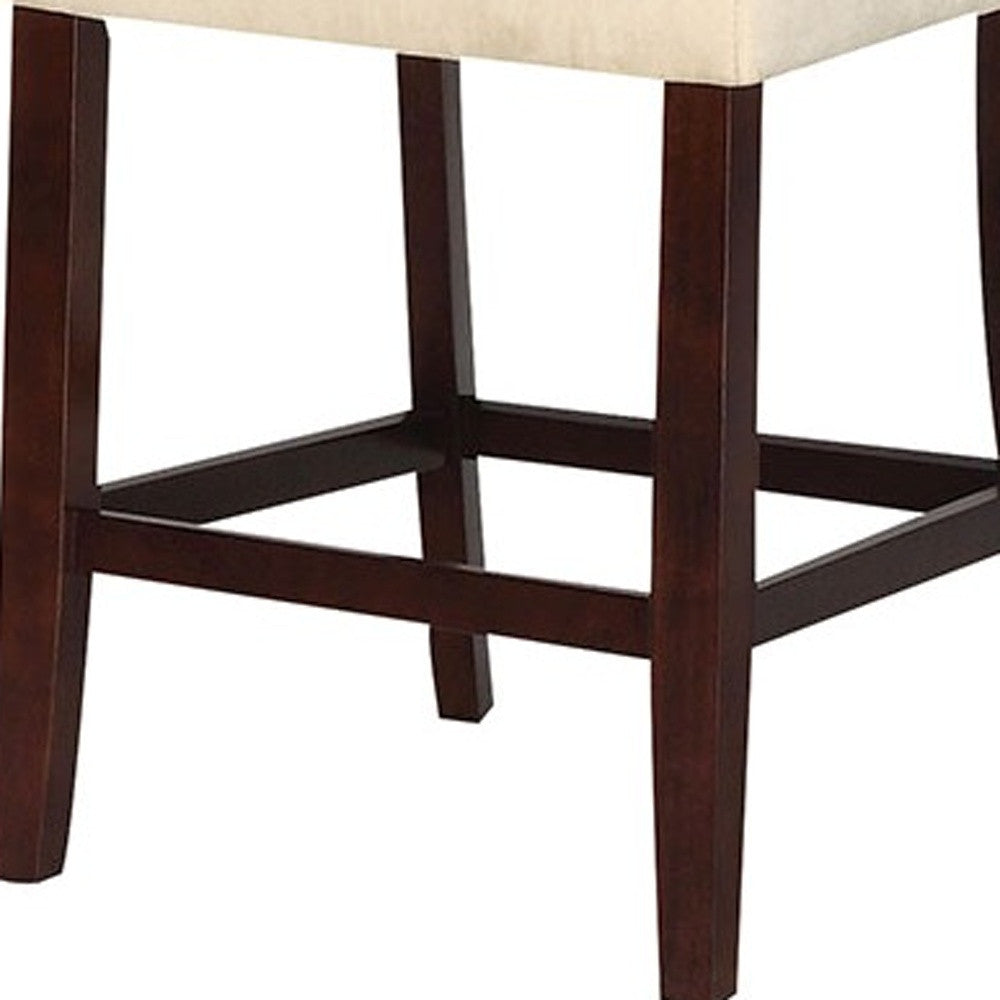 HomeRoots 19' x 26' x 42' 2-Piece Beige Microfiber And Walnut Counter Height Chair