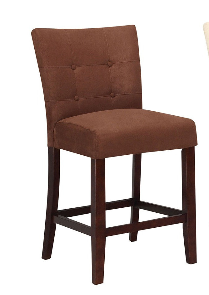 HomeRoots 19' x 26' x 42' 2-Piece Chocolate Microfiber And Walnut Counter Height Chair