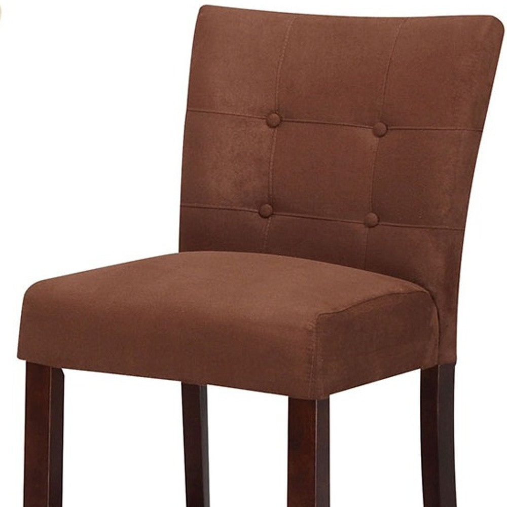 HomeRoots 19' x 26' x 42' 2-Piece Chocolate Microfiber And Walnut Counter Height Chair