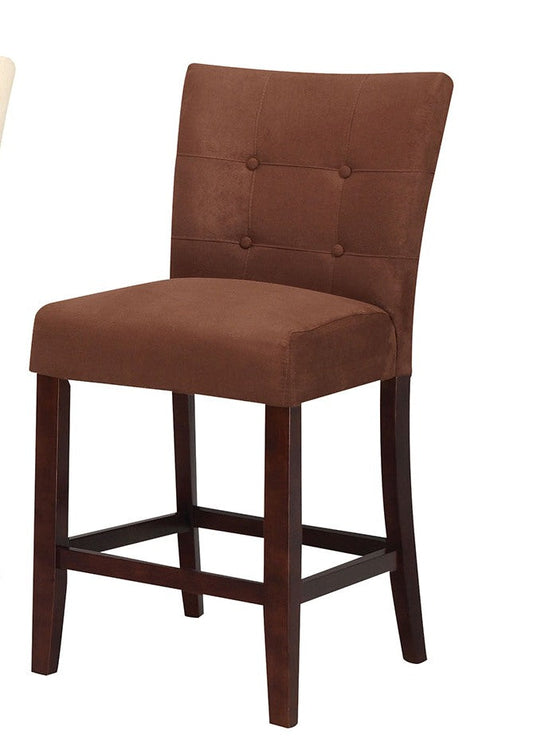 HomeRoots 19' x 26' x 42' 2-Piece Chocolate Microfiber And Walnut Counter Height Chair