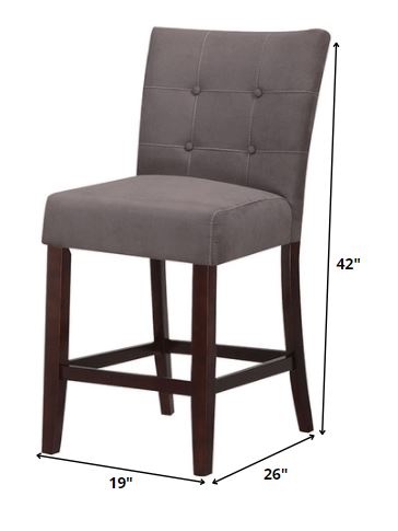 HomeRoots 19' x 26' x 42' 2-Piece Gray Microfiber And Walnut Counter Height Chair