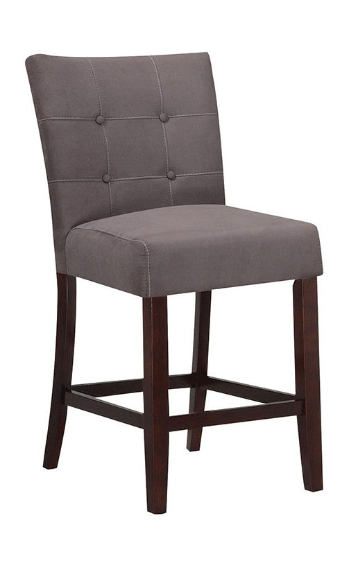 HomeRoots 19' x 26' x 42' 2-Piece Gray Microfiber And Walnut Counter Height Chair