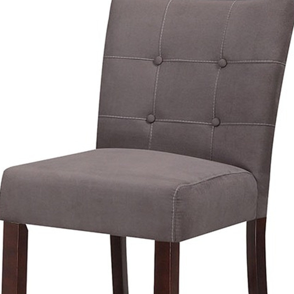 HomeRoots 19' x 26' x 42' 2-Piece Gray Microfiber And Walnut Counter Height Chair