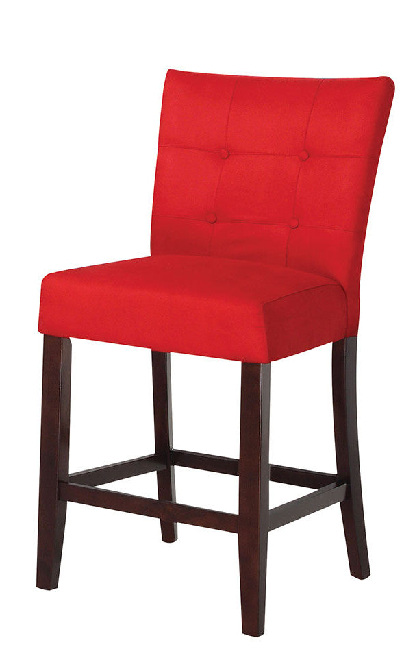 HomeRoots 19' x 26' x 42' 2-Piece Red Microfiber And Walnut Counter Height Chair