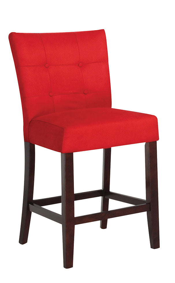 HomeRoots 19' x 26' x 42' 2-Piece Red Microfiber And Walnut Counter Height Chair