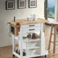 HomeRoots 19" x 35" x 35" Wood Casters Kitchen Cart in Natural and White Finish