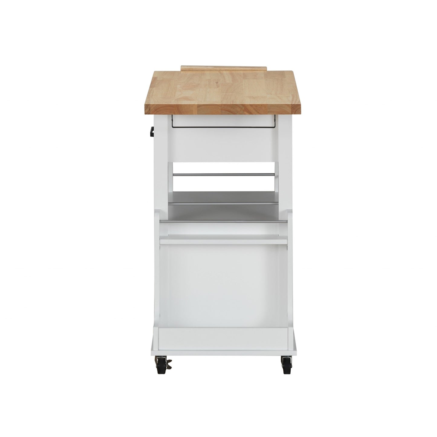 HomeRoots 19" x 35" x 35" Wood Casters Kitchen Cart in Natural and White Finish