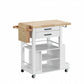 HomeRoots 19" x 35" x 35" Wood Casters Kitchen Cart in Natural and White Finish