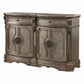 HomeRoots 19" x 68" x 42" Server With Wood Top in Antique Champaign Finish
