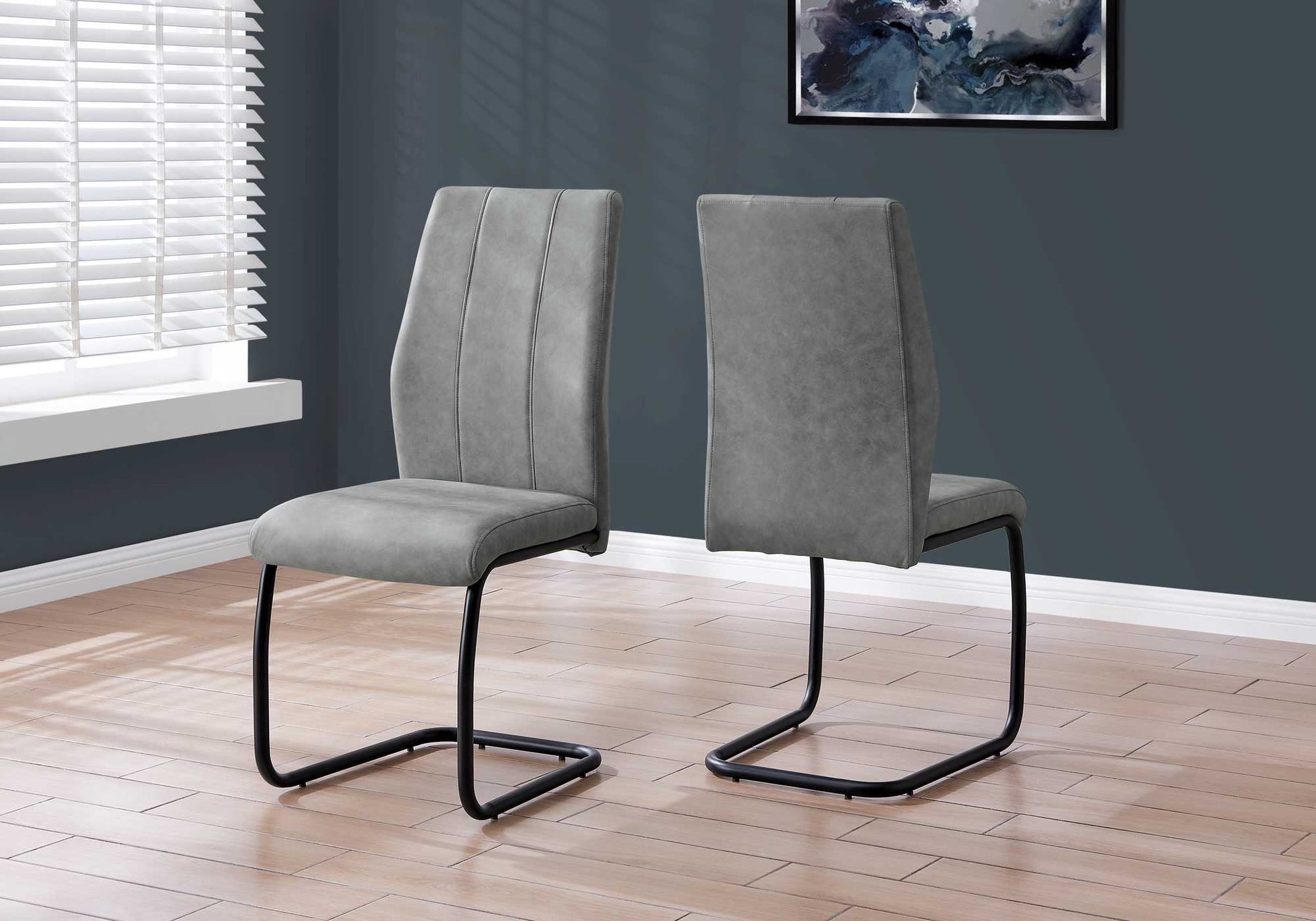 HomeRoots 2 77.5" Fabric Black Metal And Polyester Dining Chairs