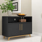 HomeRoots 2 Door Console Table With Modern Black and Natural Finish