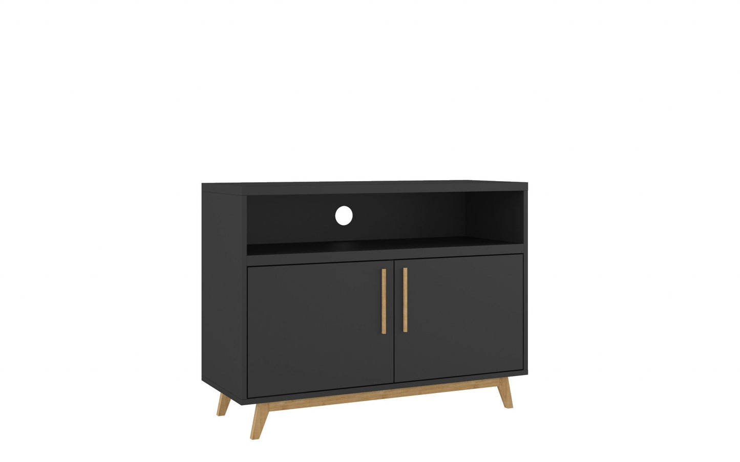 HomeRoots 2 Door Console Table With Modern Black and Natural Finish