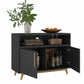 HomeRoots 2 Door Console Table With Modern Black and Natural Finish