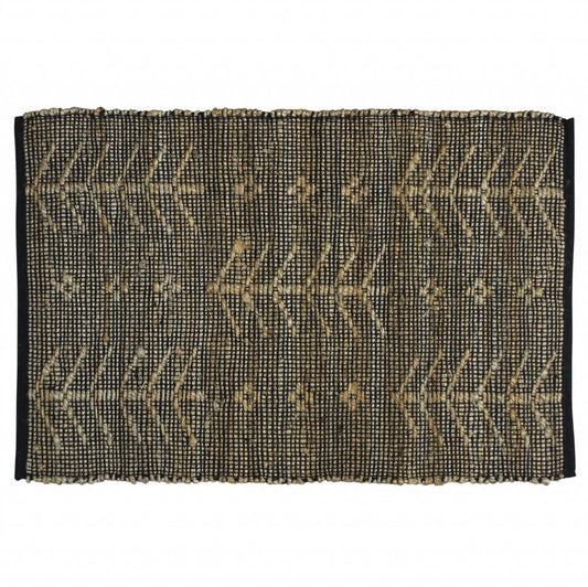 HomeRoots 2' x 3' Black Distressed Tribal Scatter Rug