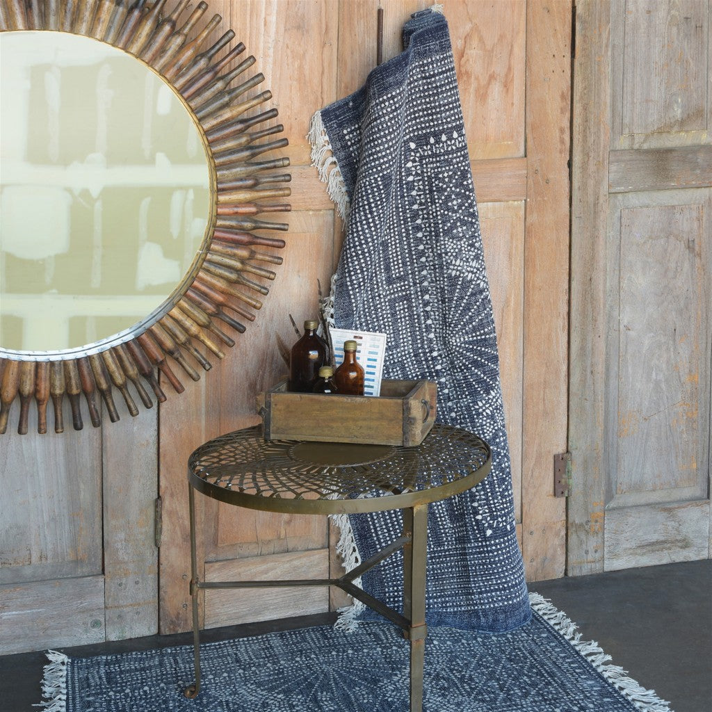 HomeRoots 2' x 3' Blue and Ivory Batik Scatter Rug