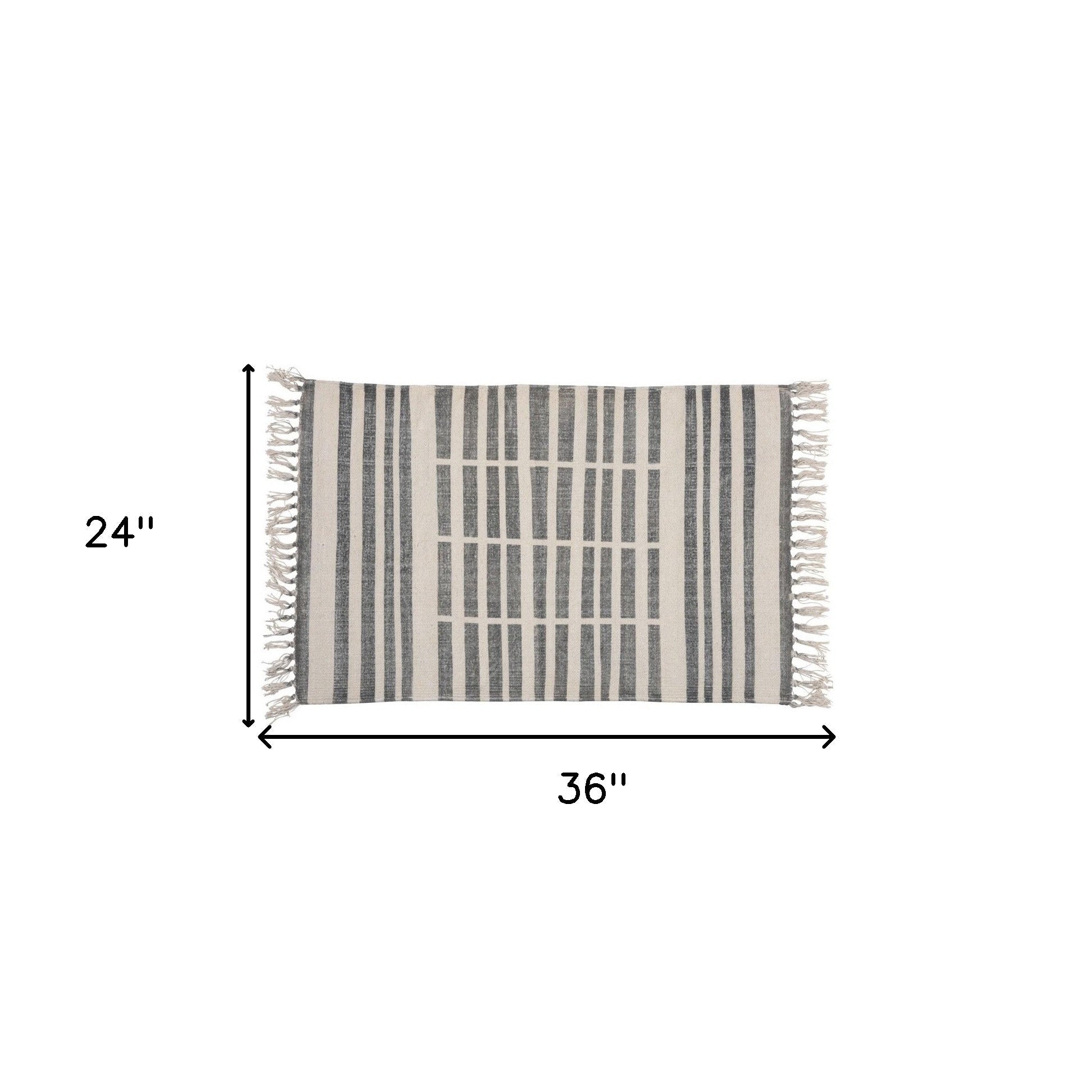 HomeRoots 2' x 3' Gray and Cream Broken Stripes Scatter Rug