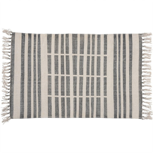 HomeRoots 2' x 3' Gray and Cream Broken Stripes Scatter Rug