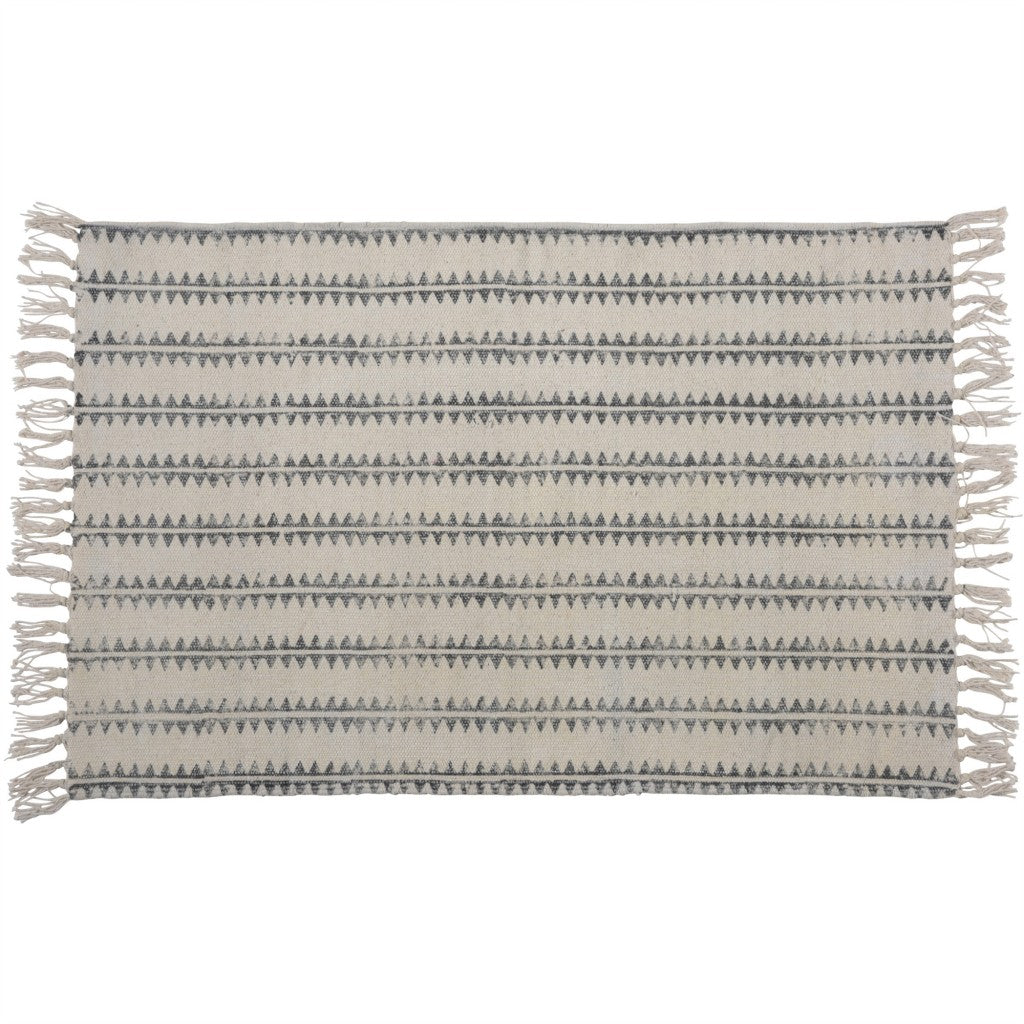 HomeRoots 2' X 3' Gray and Cream Sawlike Stripes Scatter Rug
