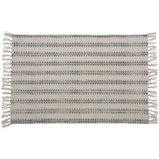 HomeRoots 2' X 3' Gray and Cream Sawlike Stripes Scatter Rug