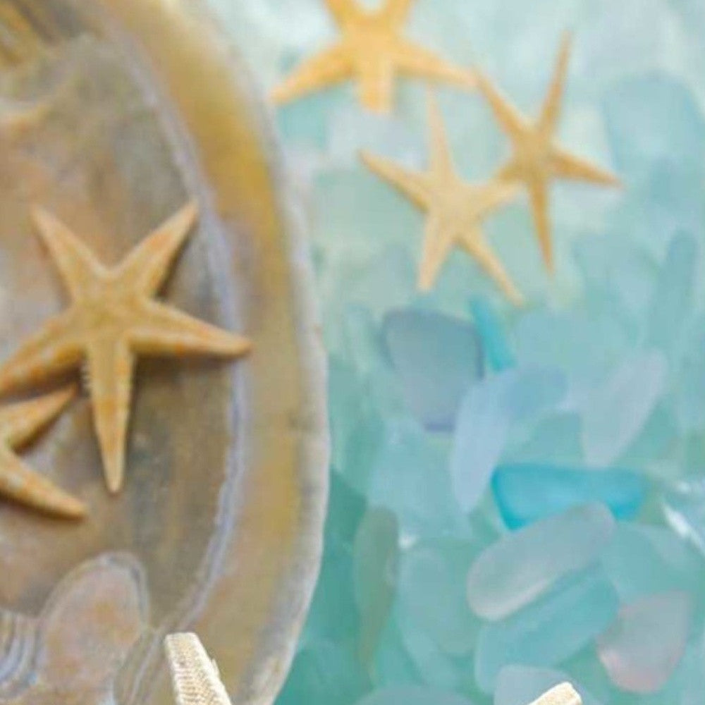 HomeRoots 2" Yellow Starfish and Blue Seaglass Giclee Wrap Canvas Wall Art