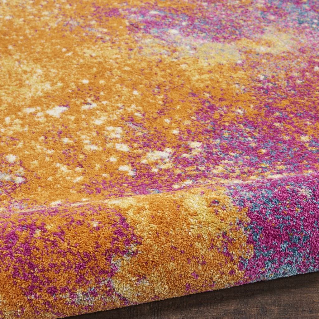 HomeRoots 2’ x 10’ Abstract Brights Sunburst Runner Rug