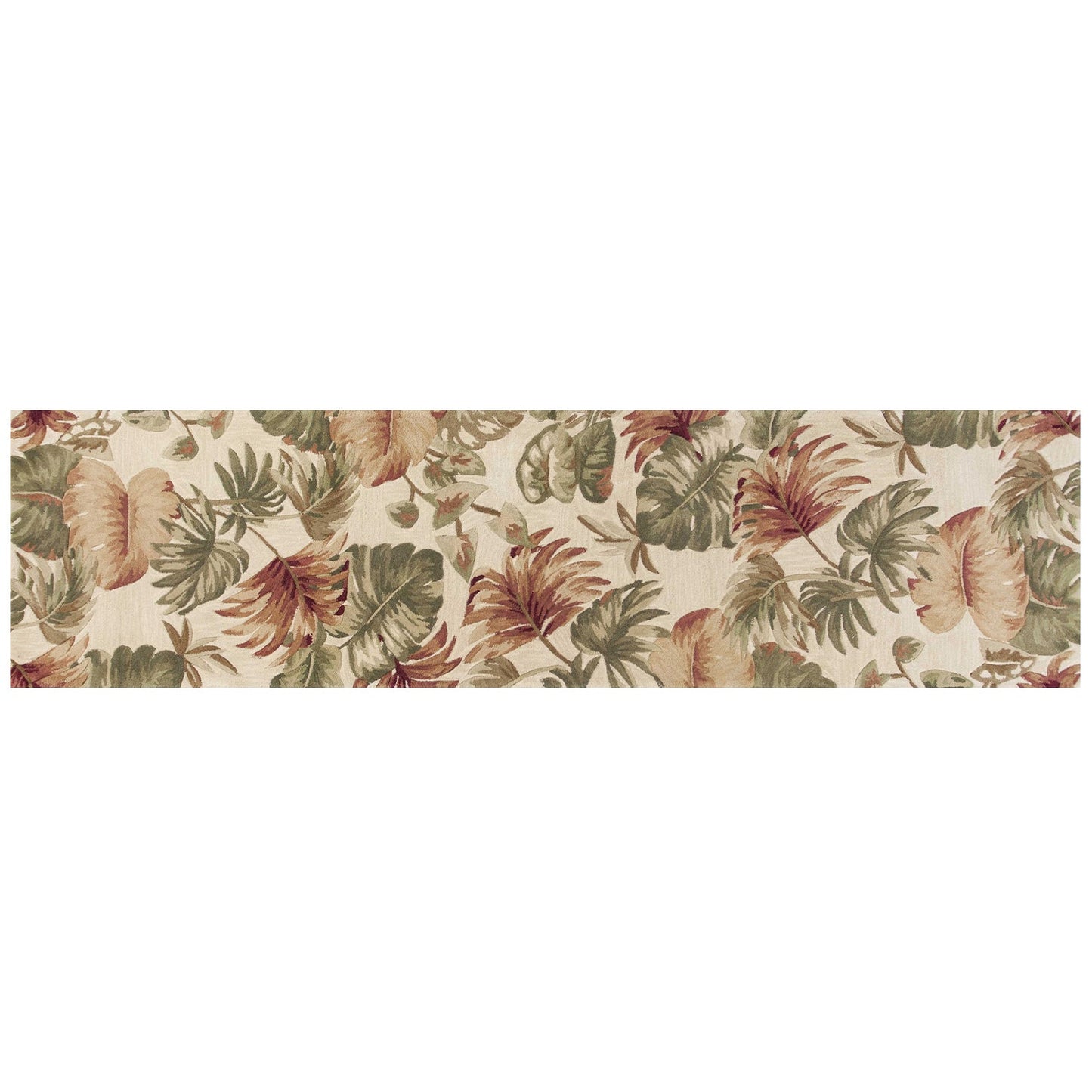HomeRoots 2' x 10' Beige Palm Leaves Wool Indoor Runner Rug