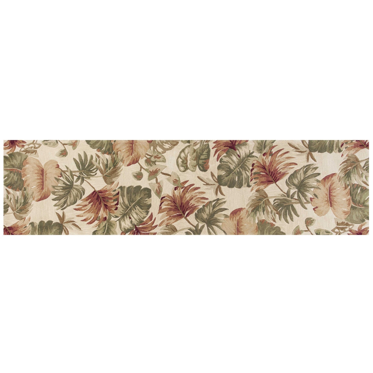 HomeRoots 2' x 10' Beige Palm Leaves Wool Indoor Runner Rug