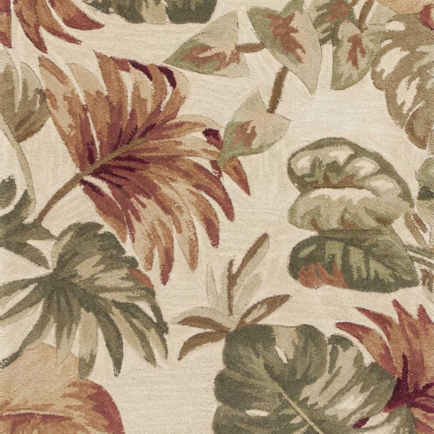 HomeRoots 2' x 10' Beige Palm Leaves Wool Indoor Runner Rug