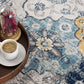 HomeRoots 2’ x 10’ Blue Distressed Floral Runner Rug