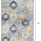 HomeRoots 2’ x 10’ Blue Distressed Floral Runner Rug