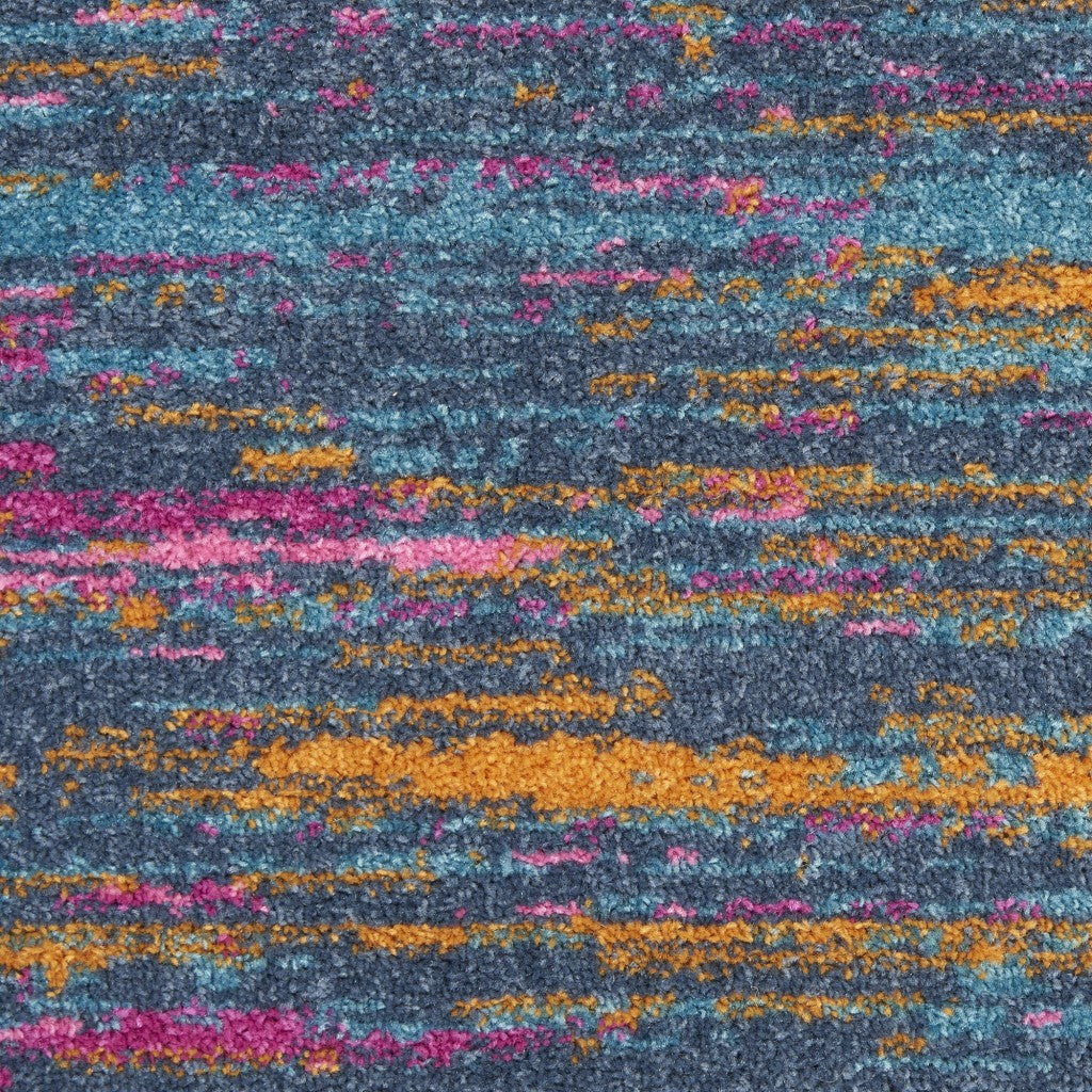 HomeRoots 2' x 10' Blue Distressed Striations Runner Rug