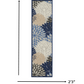HomeRoots 2’ x 10’ Blue Large Indoor Outdoor Runner Rug With Floral Finish
