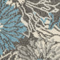 HomeRoots 2’ x 10’ Charcoal and Blue Big Flower Runner Rug