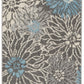 HomeRoots 2’ x 10’ Charcoal and Blue Big Flower Runner Rug